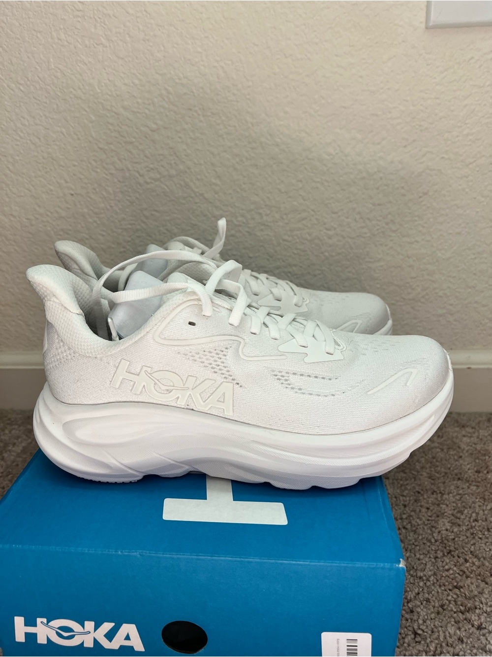 Hoka Women's All-White Lightweight Cushioned Running Sneakers